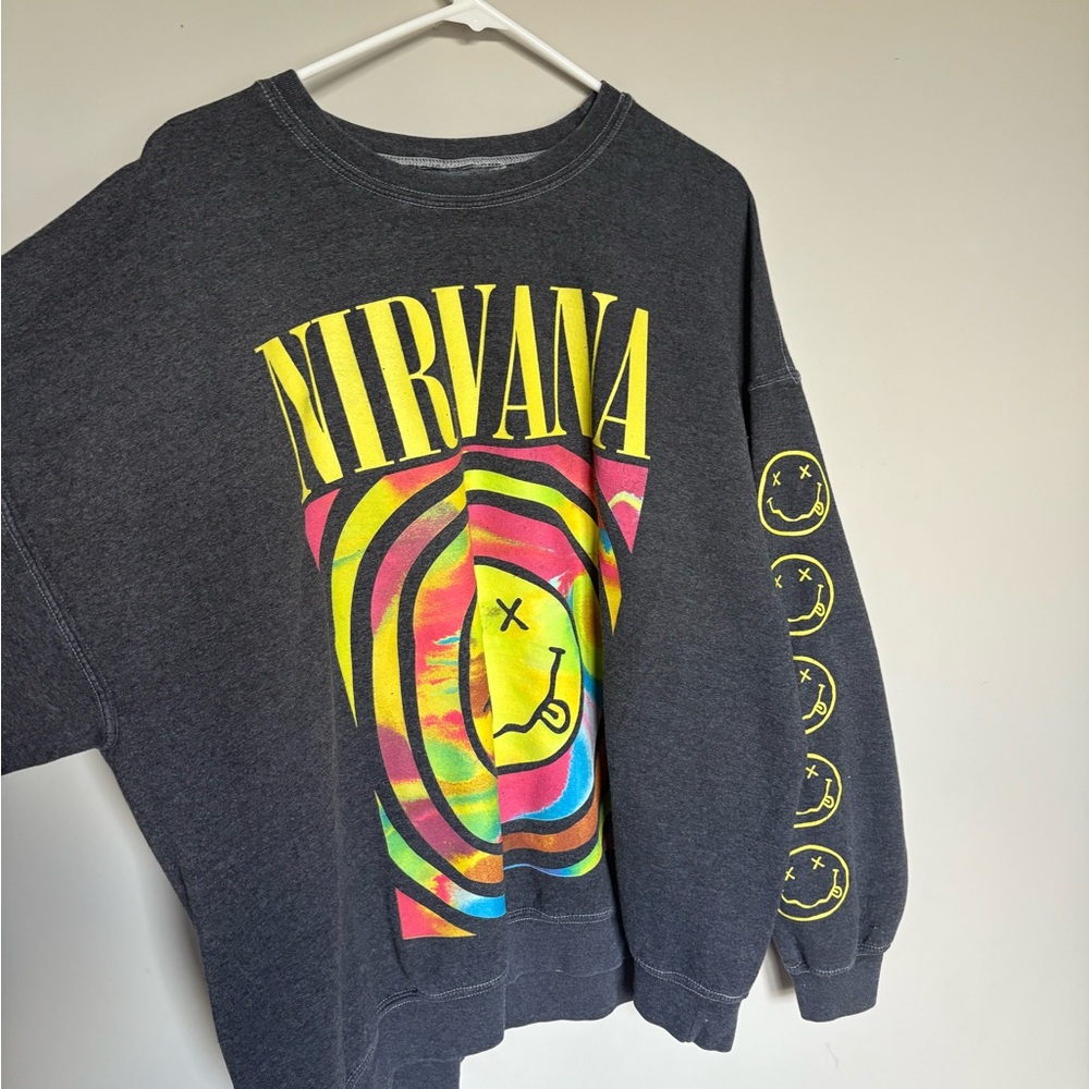 NIRVANA Charcoal Smiley Face Apparel